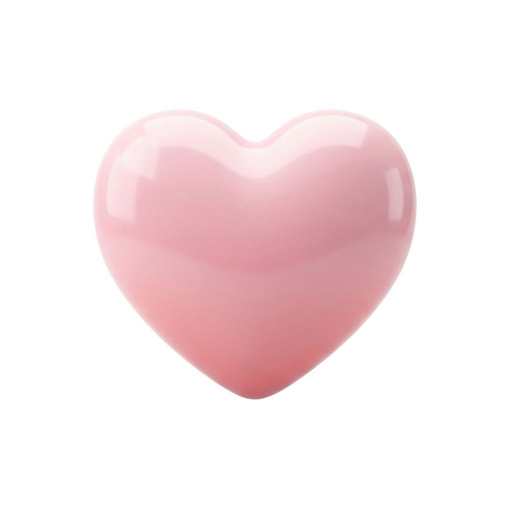 A glossy pink heart on white background